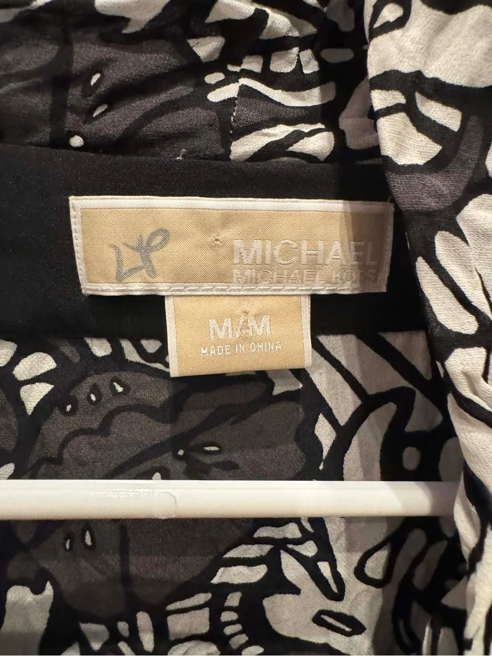 Michael Kors Black and White Floral Cowl Neck Cape MEDIUM